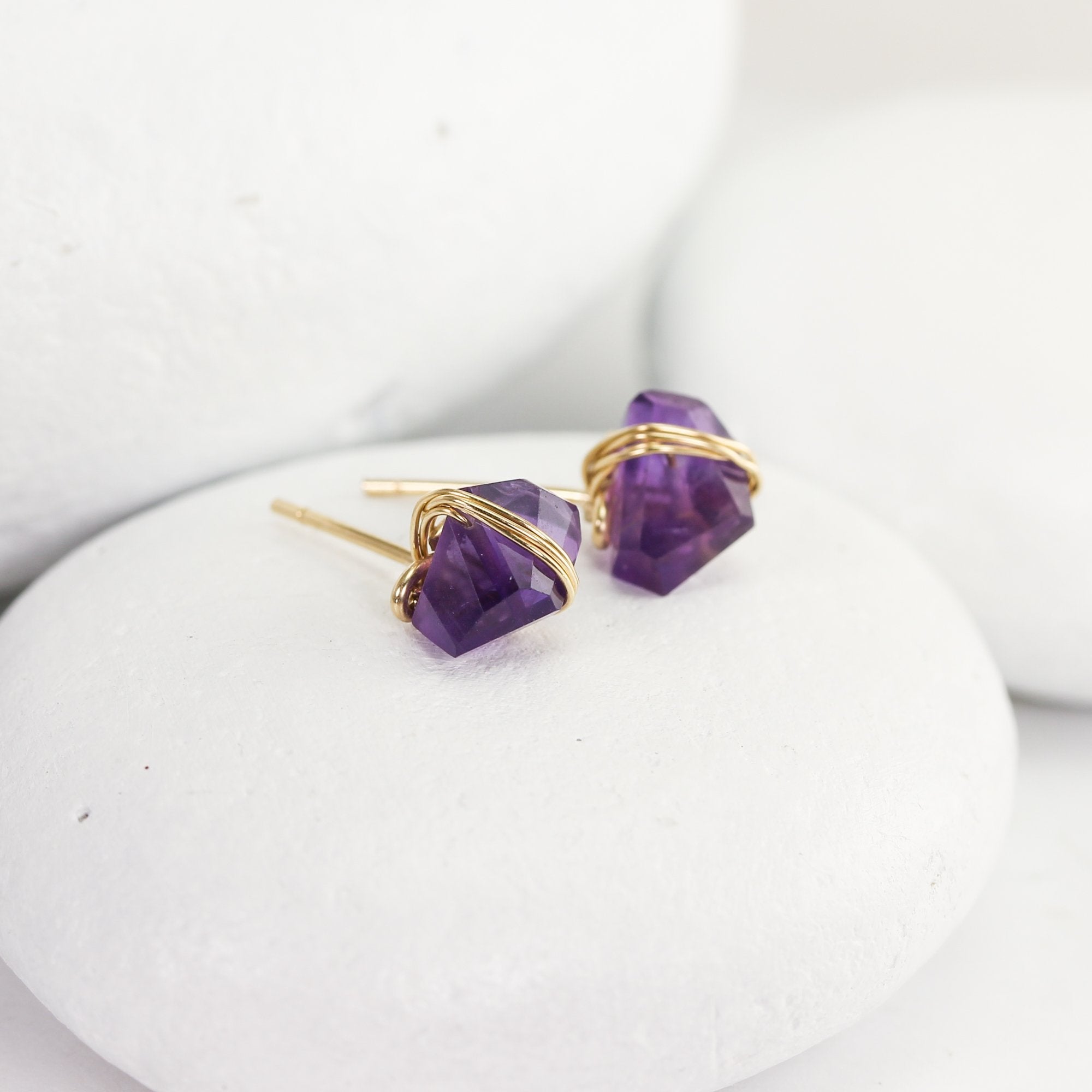 Amethyst Crystal Stud Earrings