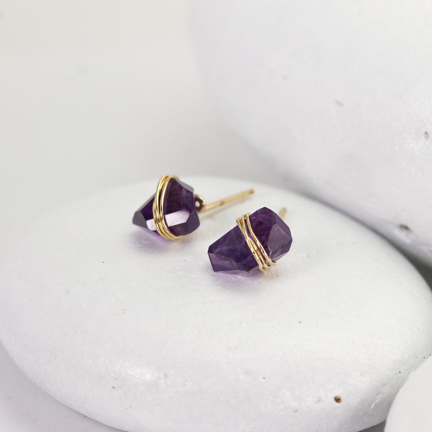 Amethyst Crystal Stud Earrings