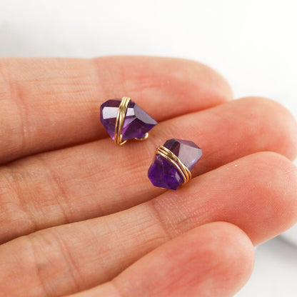 Amethyst Crystal Stud Earrings