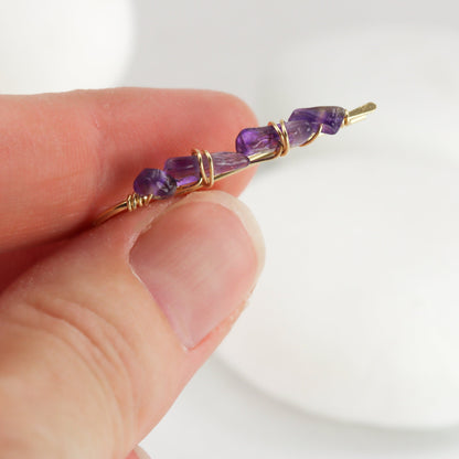 Amethyst Wrapped Ear Climbers