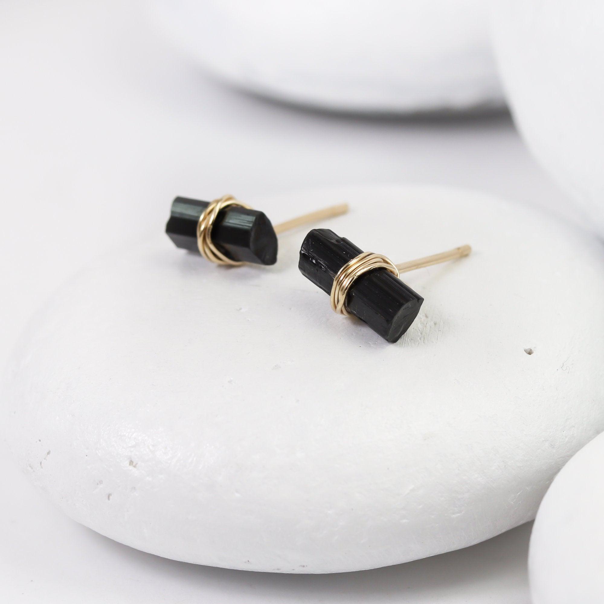 Black Tourmaline Bar Studs