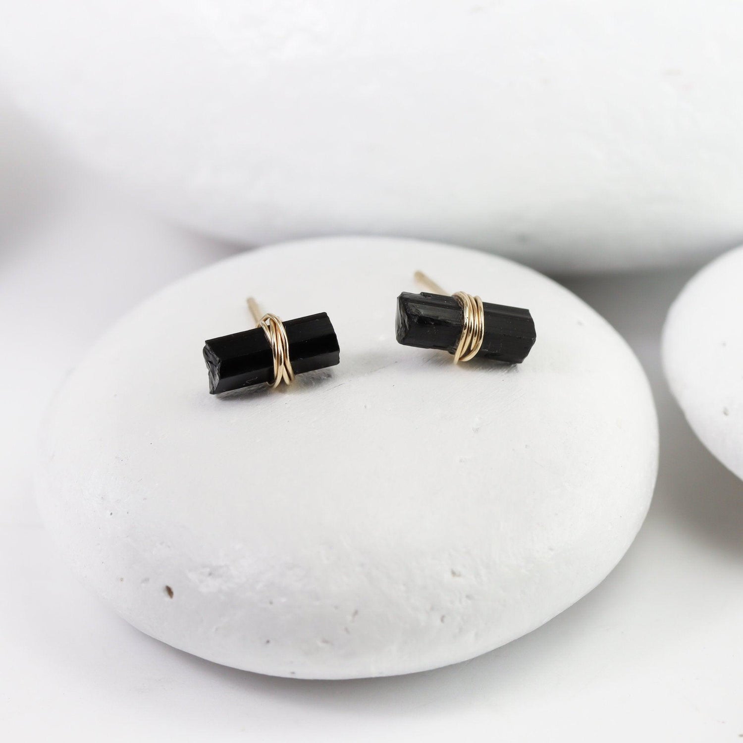 Black Tourmaline Bar Studs