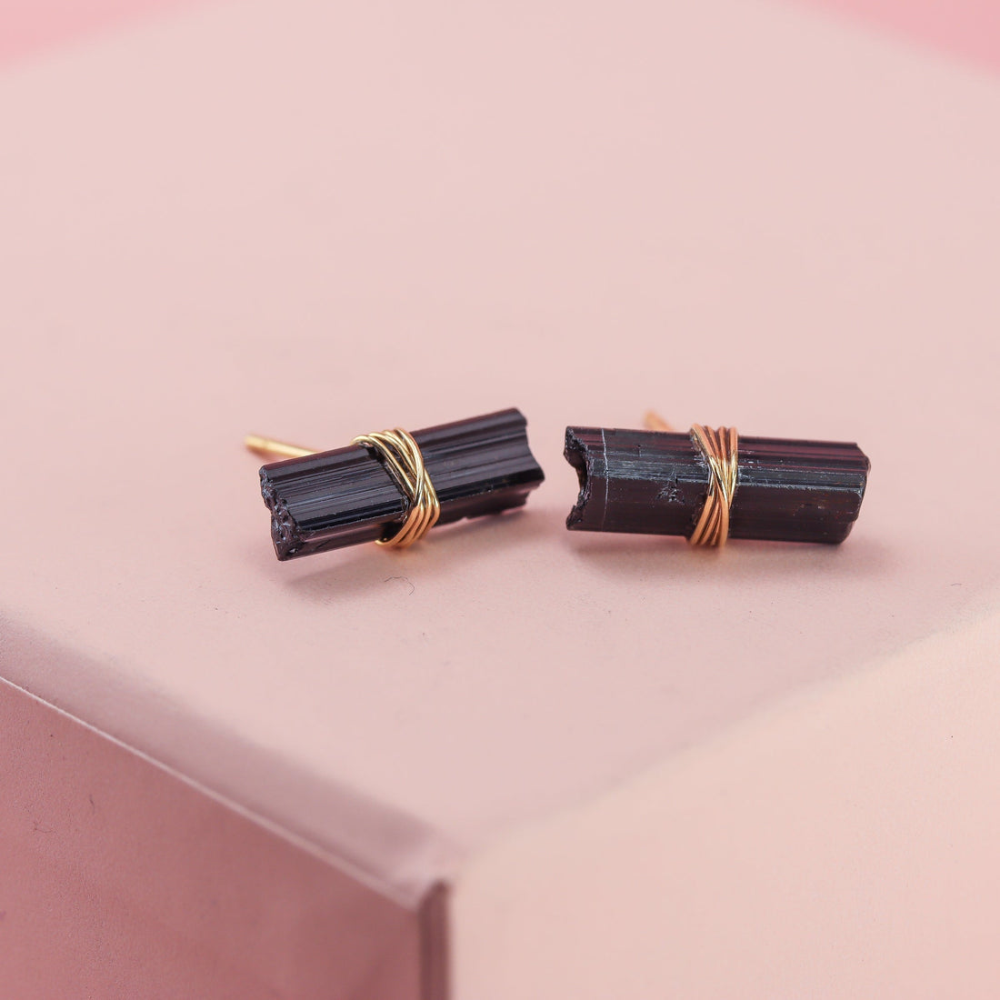 Black Tourmaline Bar Studs