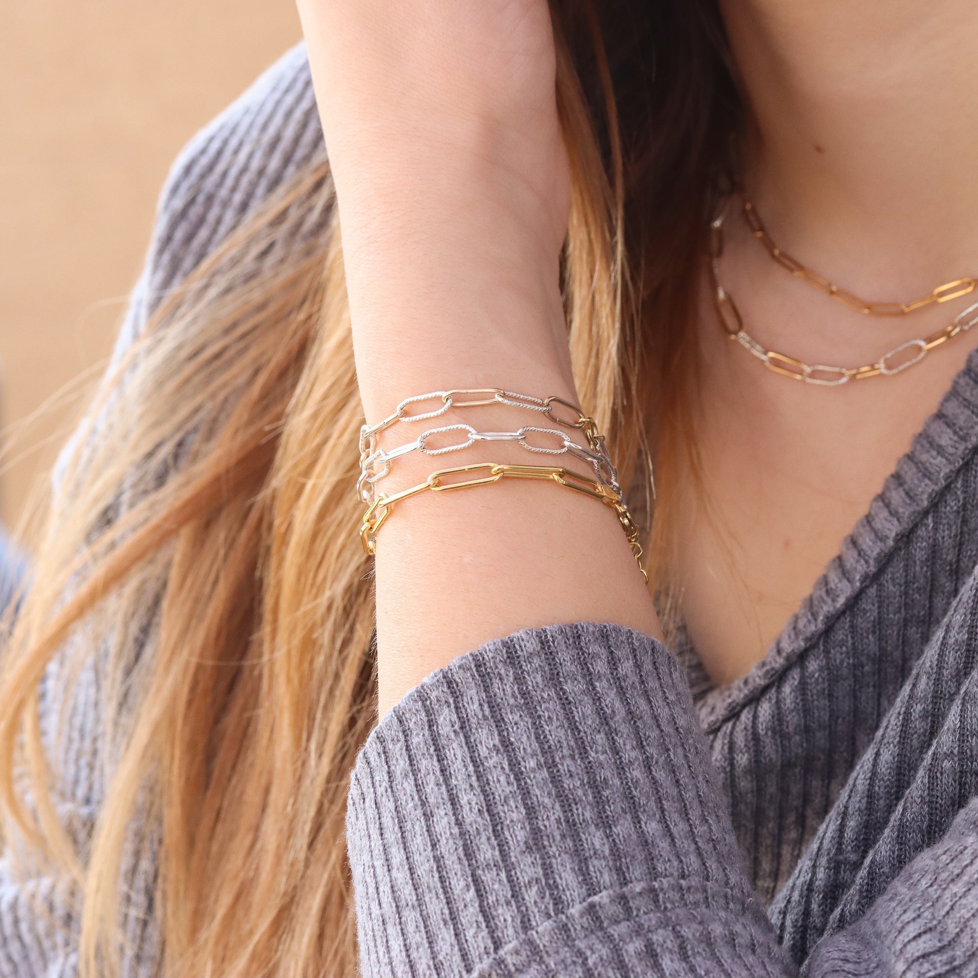 Chunky Paperclip Chain Bracelet in Gold and Silver