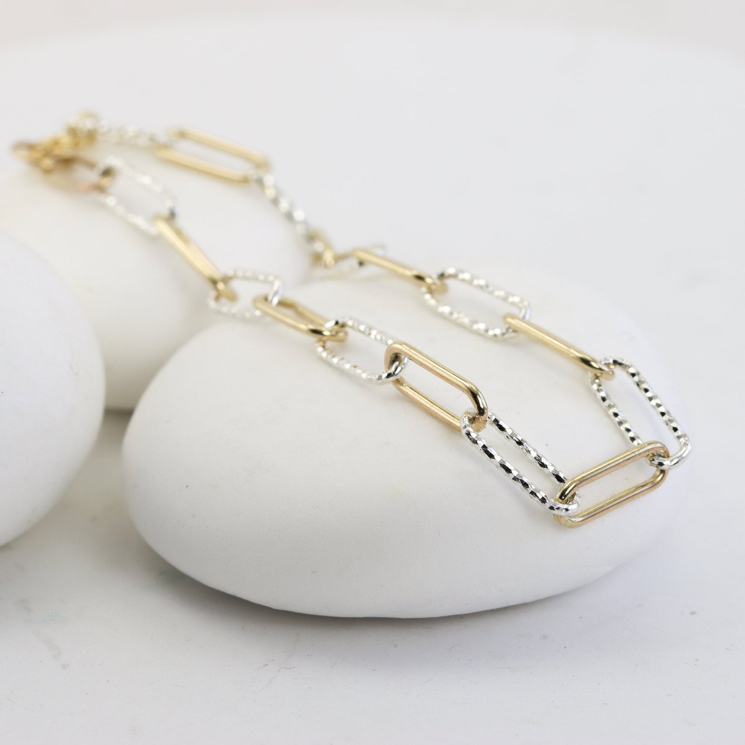 Chunky Paperclip Chain Bracelet in Gold and Silver