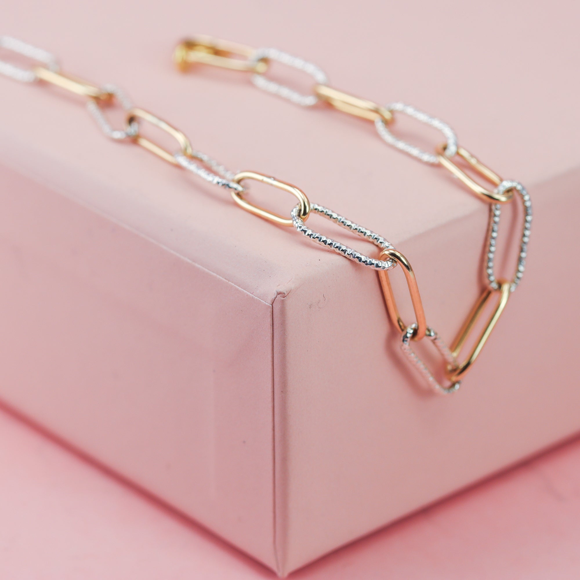 Chunky Paperclip Chain Bracelet in Gold and Silver