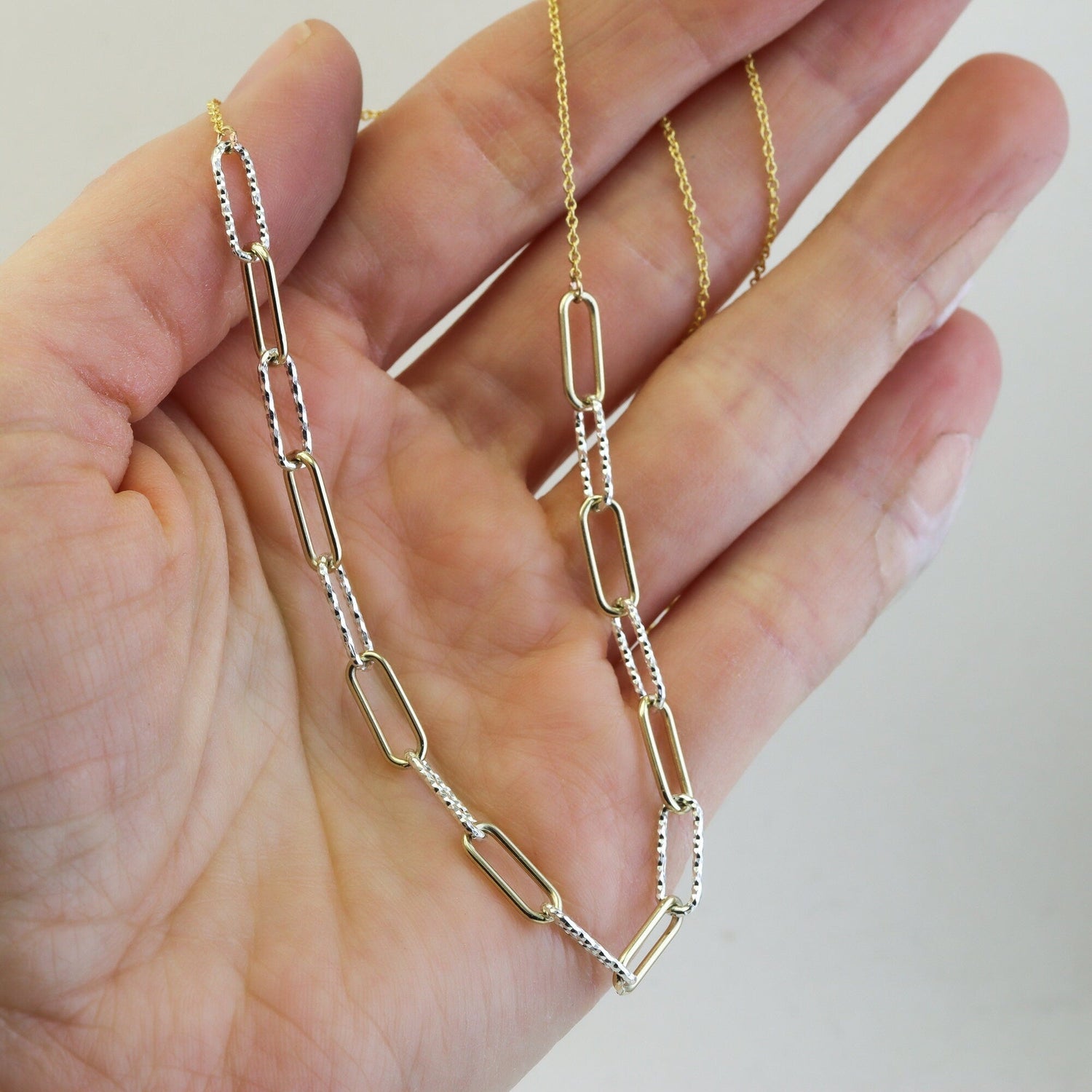 Chunky Paperclip Chain Necklace in Gold Fill and Silver