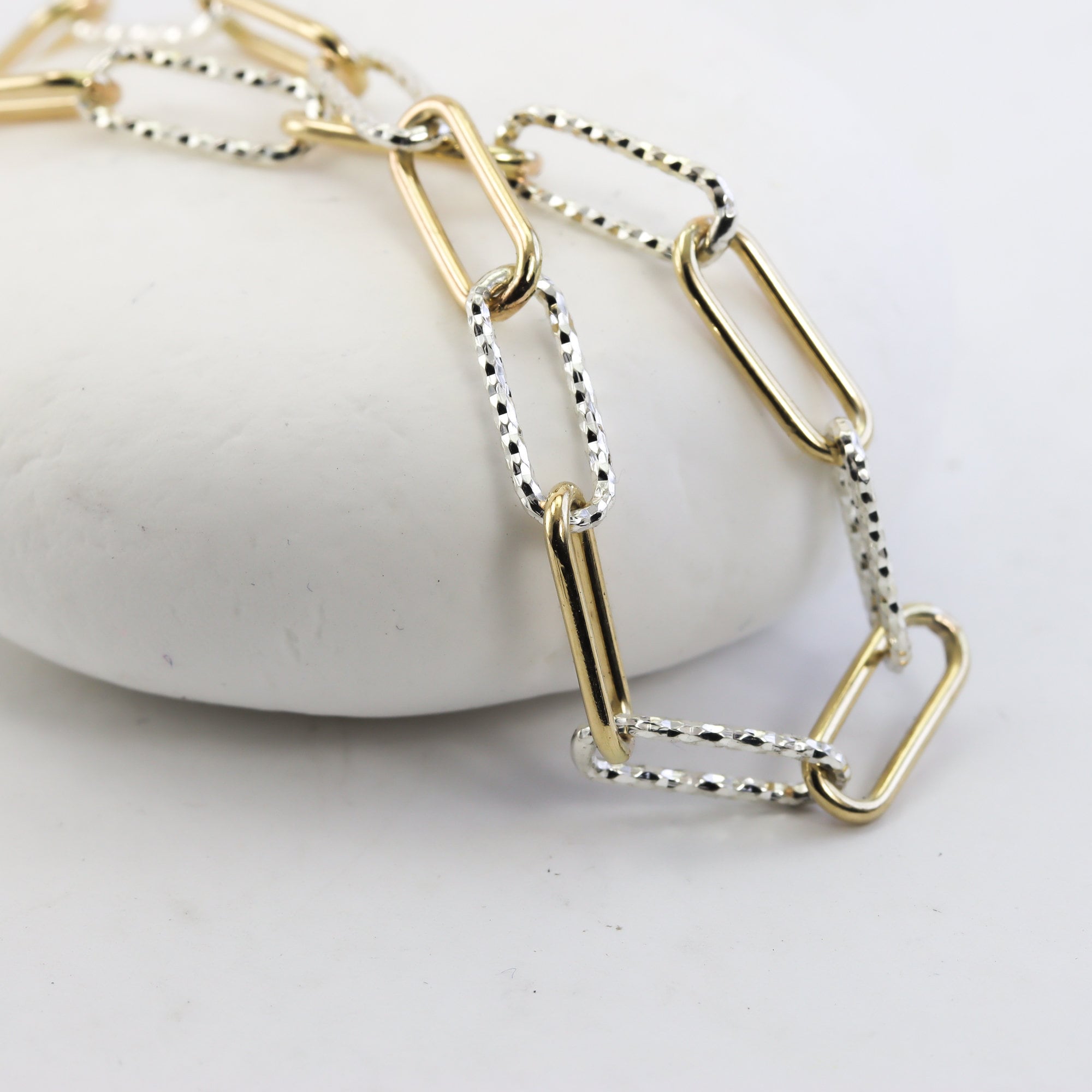 Chunky Paperclip Chain Necklace in Gold Fill and Silver