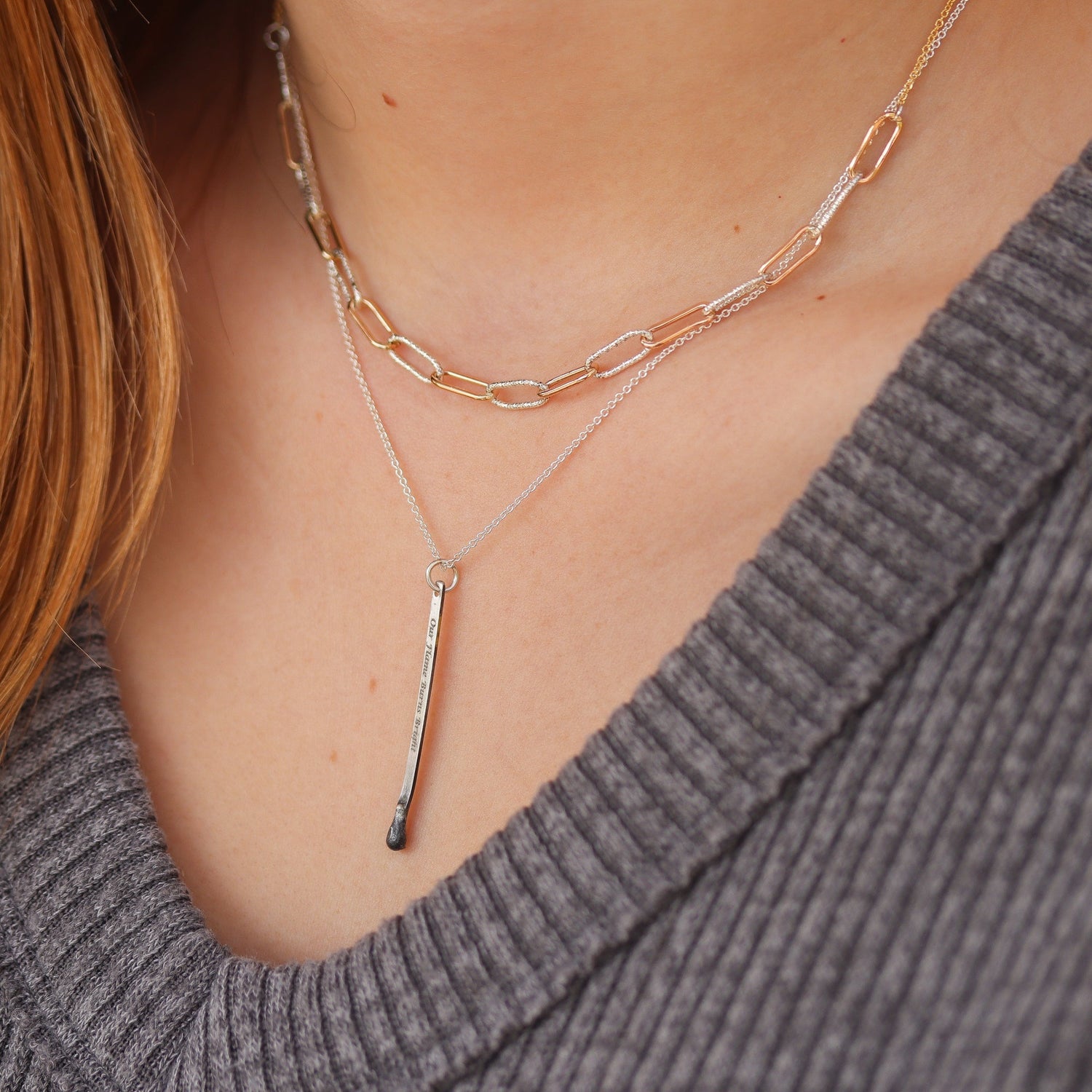 Chunky Paperclip Chain Necklace in Gold Fill and Silver