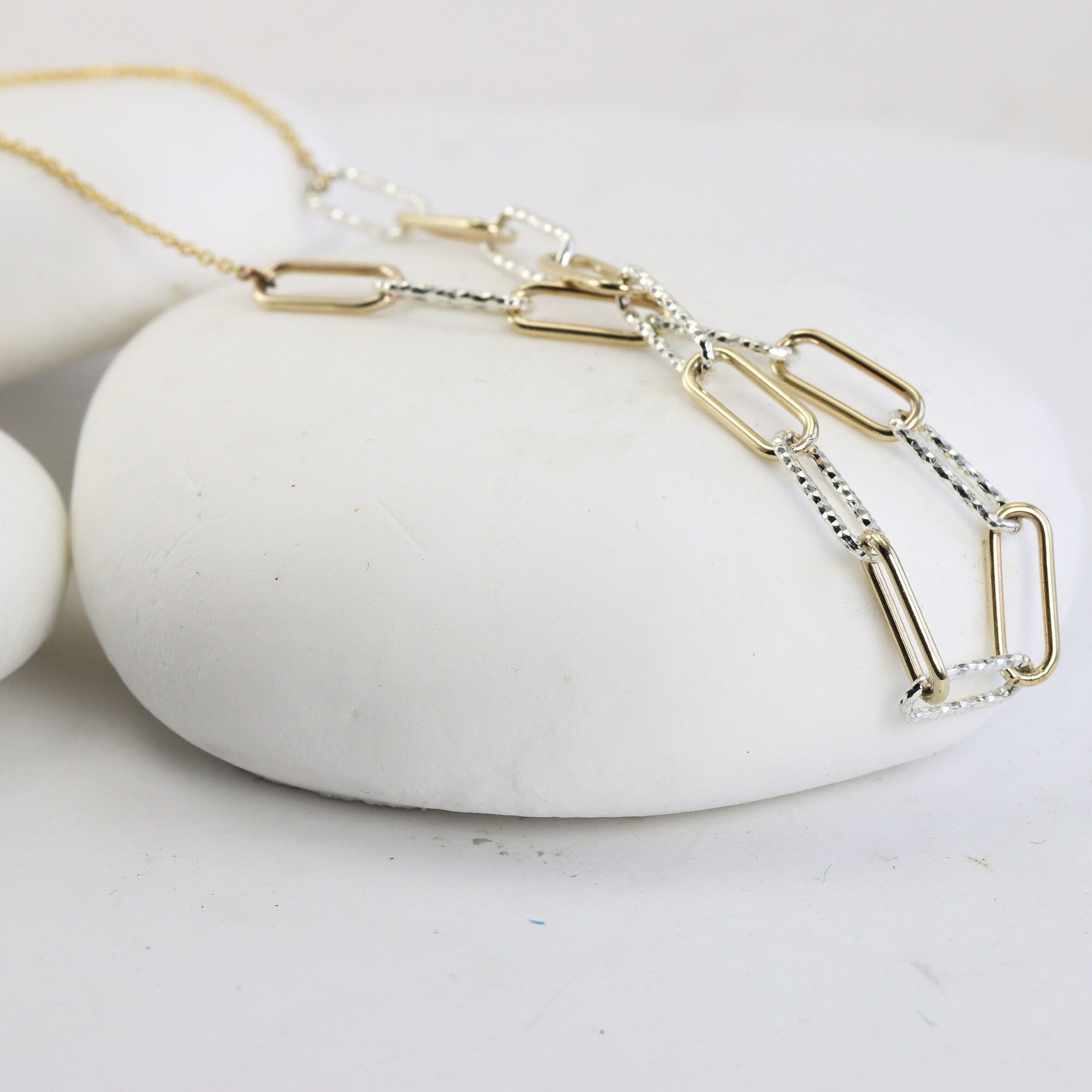 Chunky Paperclip Chain Necklace in Gold Fill and Silver