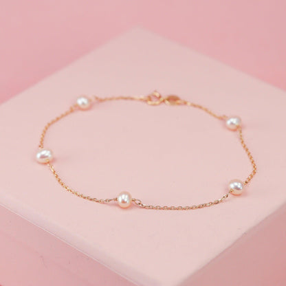 Dainty 14K Pearl Bracelet