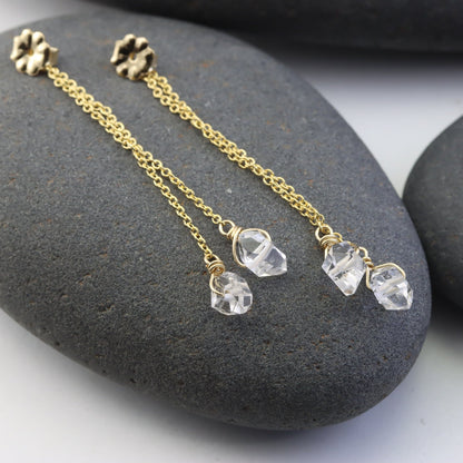 Dangle Earring Jackets with Herkimer Diamonds or Simple Drops in Silver or Gold Filled