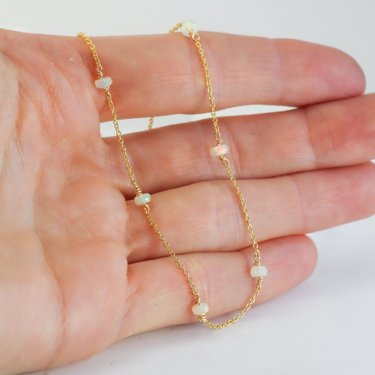 Floating White Opal Necklace