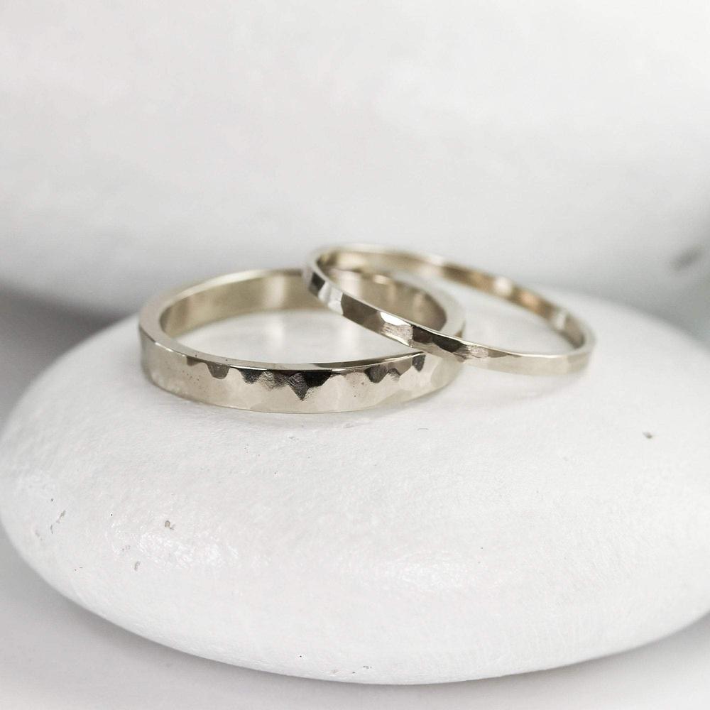 Hammered 14K Gold Wedding Band