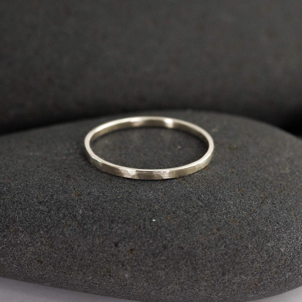 Hammered 14K Gold Wedding Band