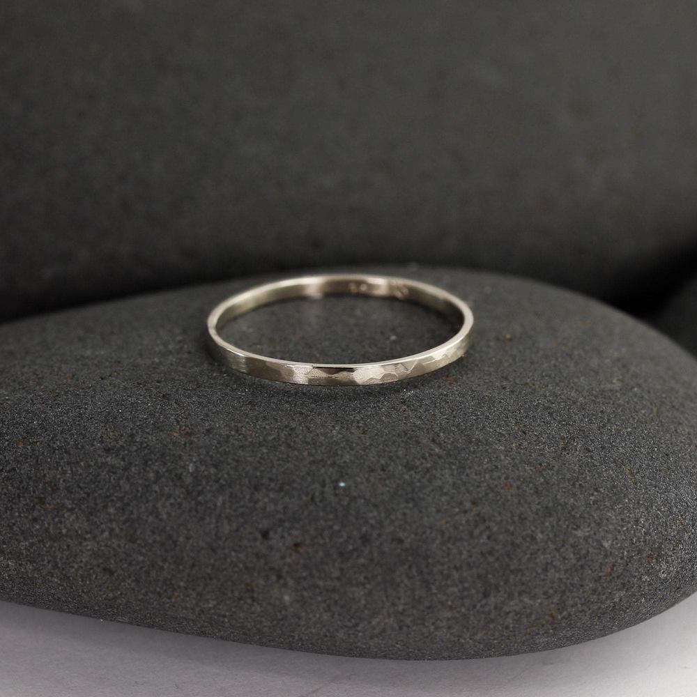 Hammered 14K Gold Wedding Band