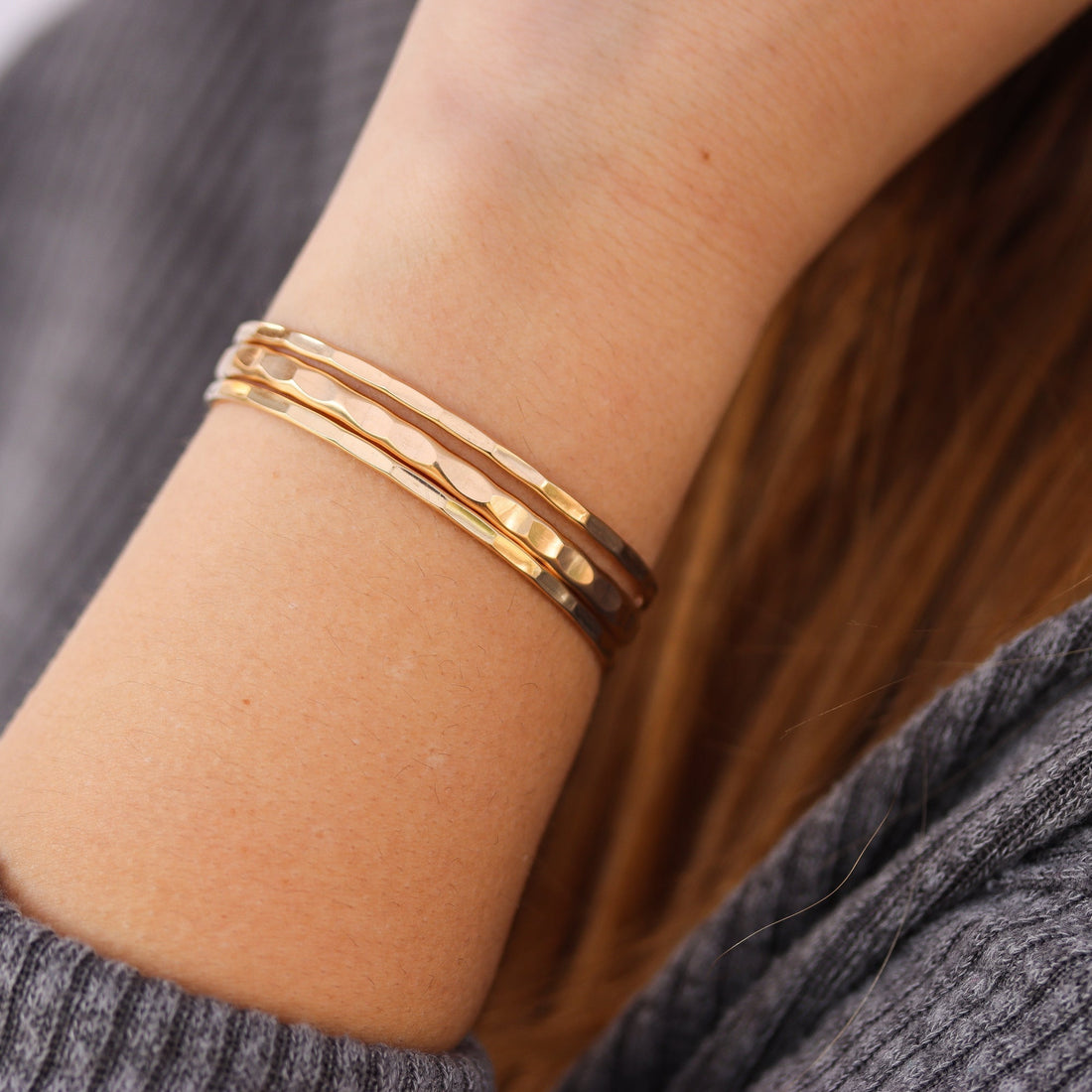 Hammered Gold Signature Cuff Bracelet