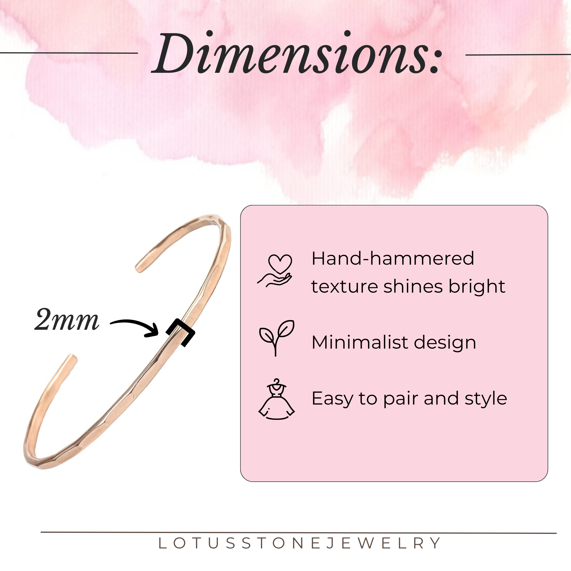 Hammered Rose Gold Signature Cuff Bracelet