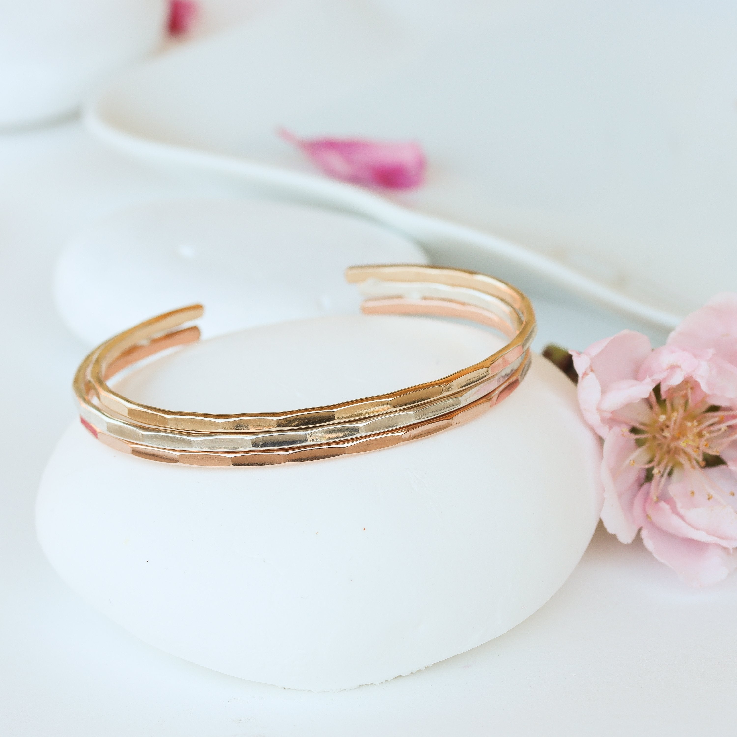 Hammered Rose Gold Signature Cuff Bracelet