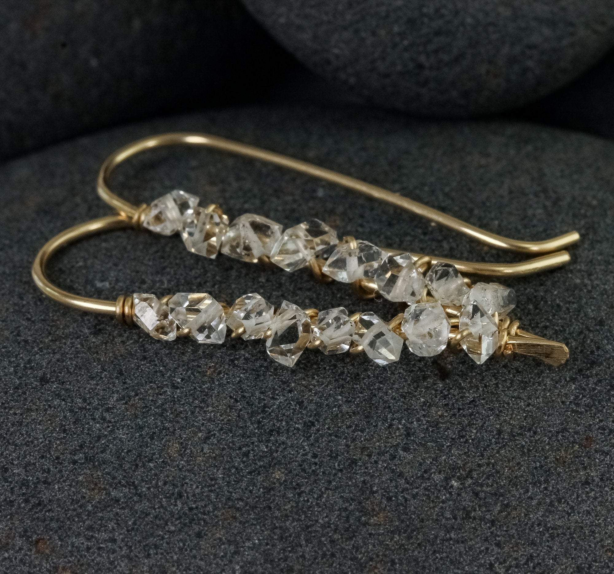 Herkimer Diamond Crawler on sale Earrings. Diamond Climber Gold Earrings