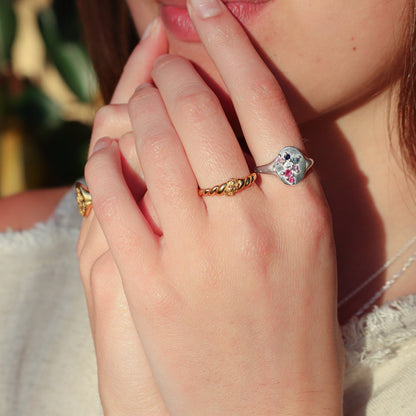 Hollyhock Croissant Ring