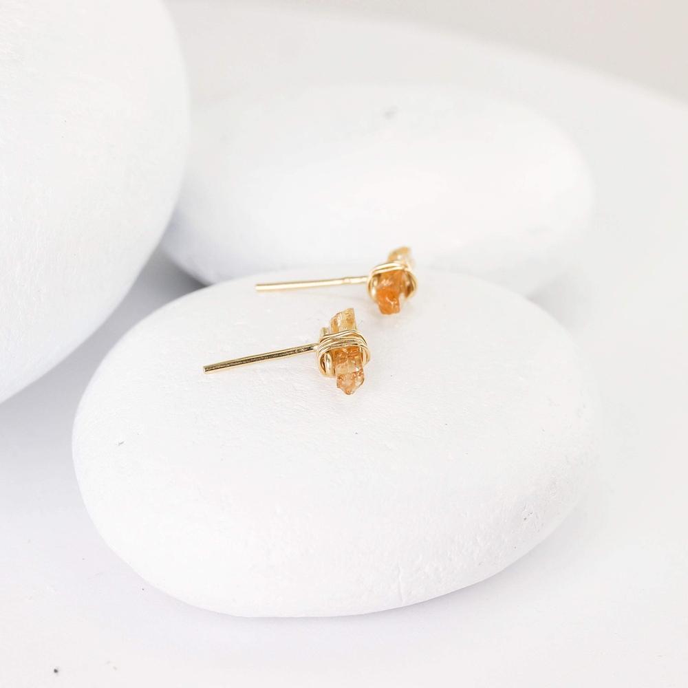 Imperial Topaz Crystal Stud Earrings in 14K