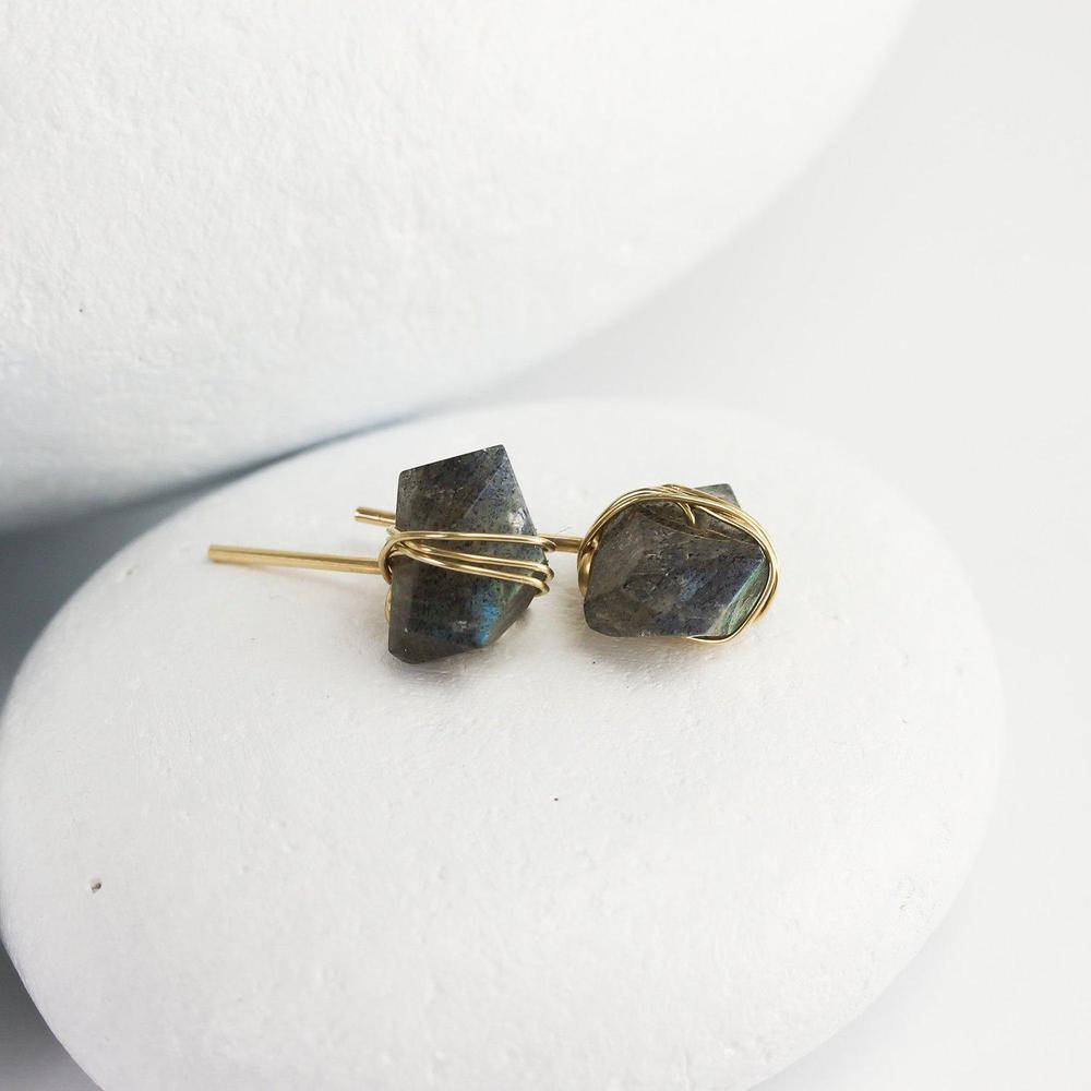 Labradorite Crystal Stud Earrings