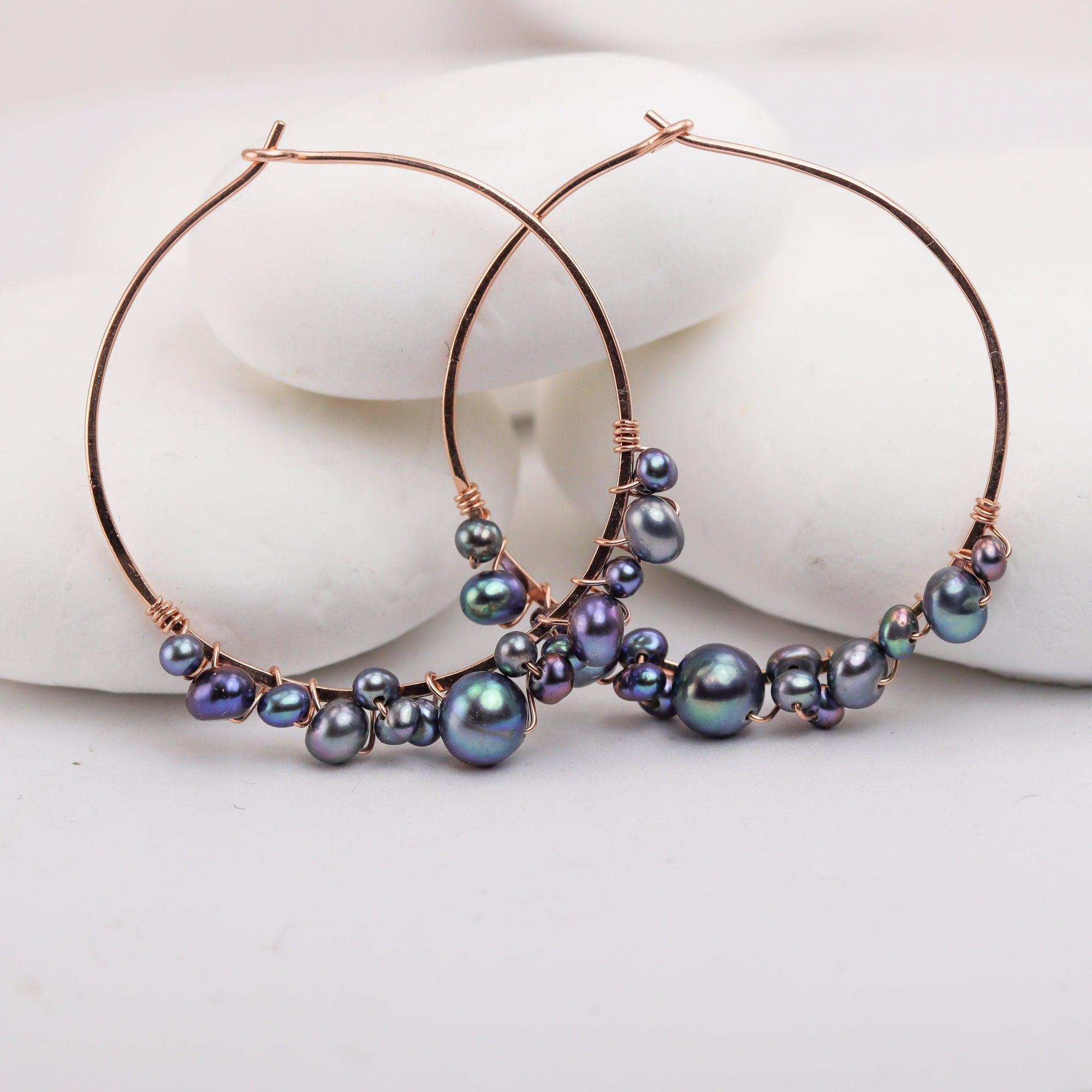 Large Bubbly Pearl Hoops