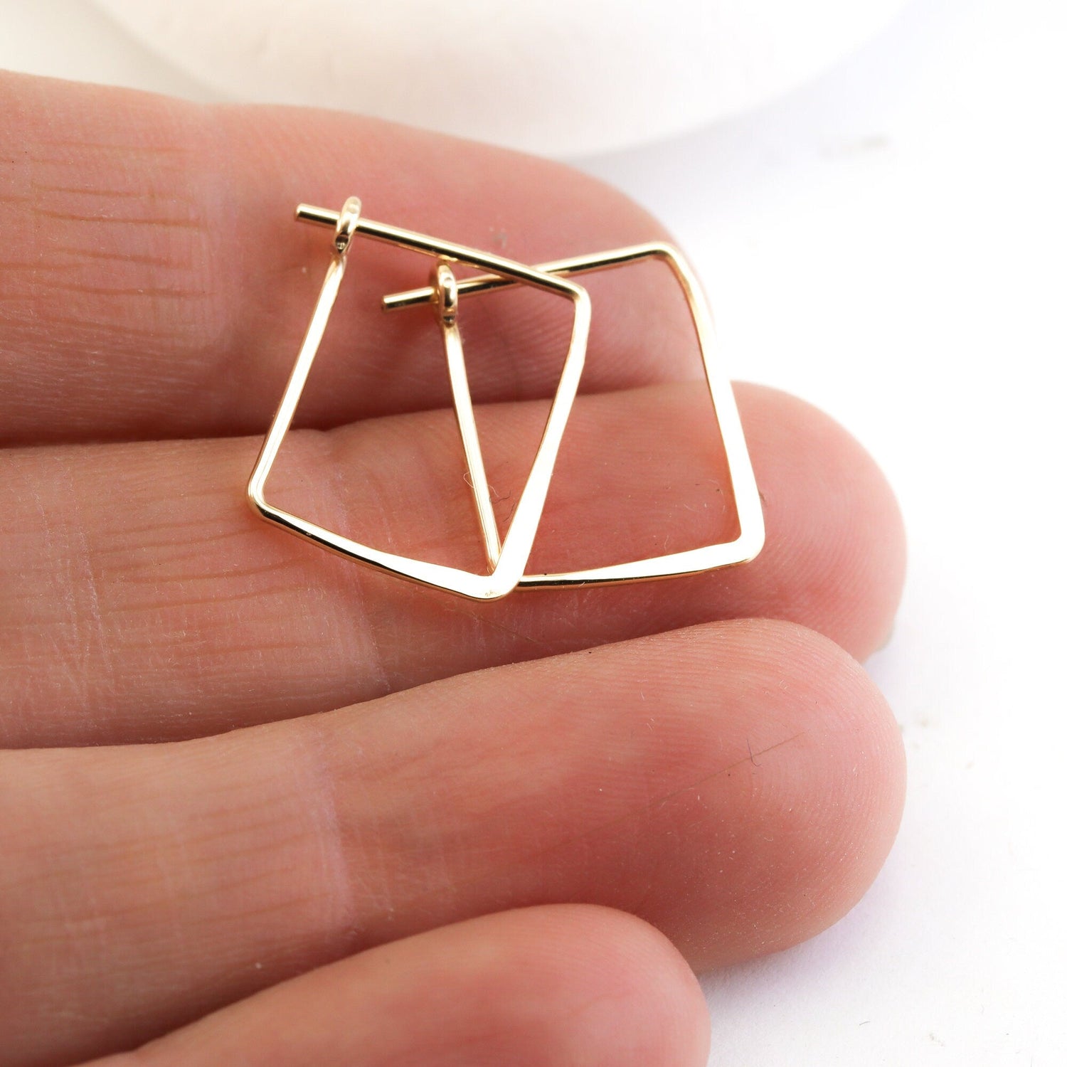 Mini Huggie Rectangle Hoops