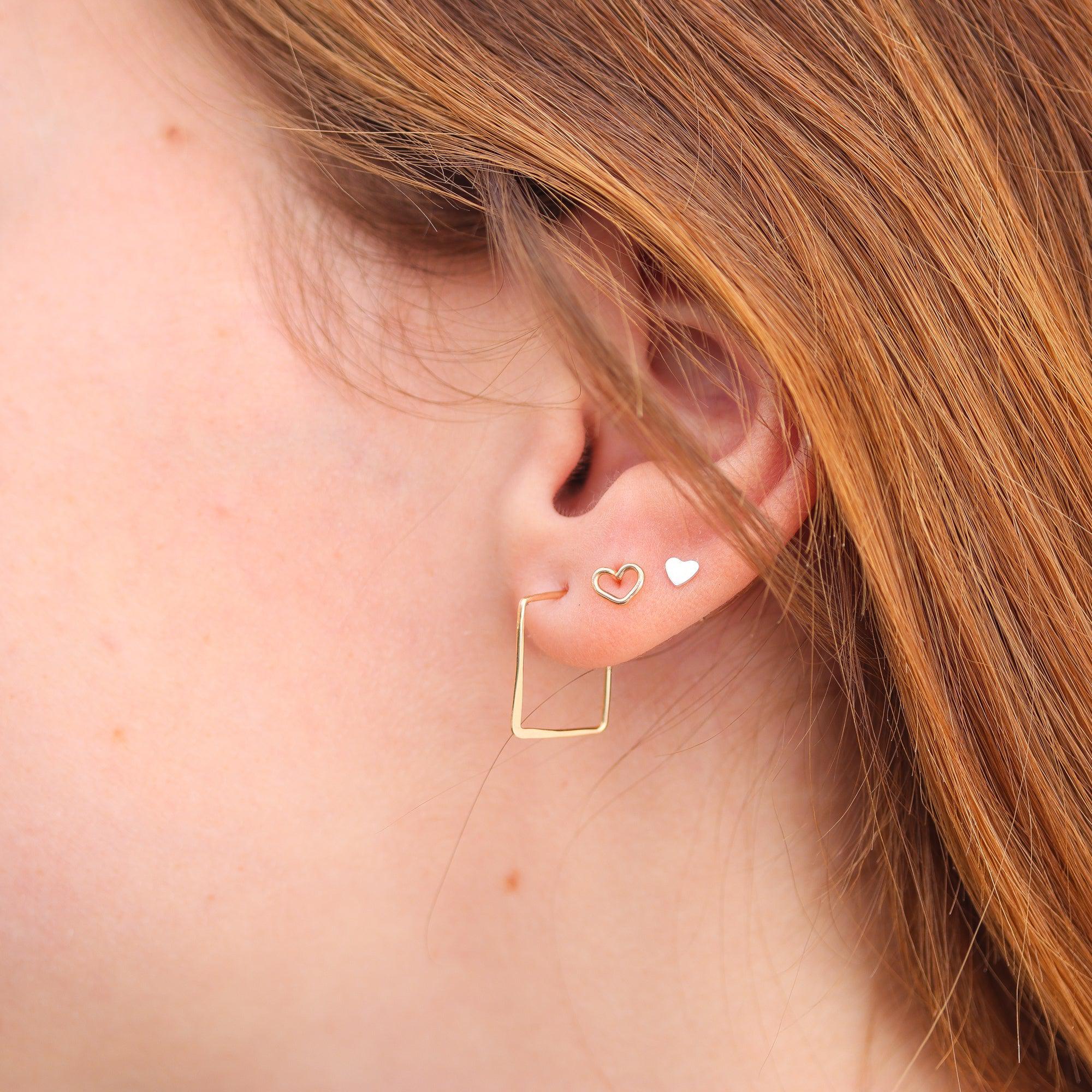 Mini Huggie Rectangle Hoops