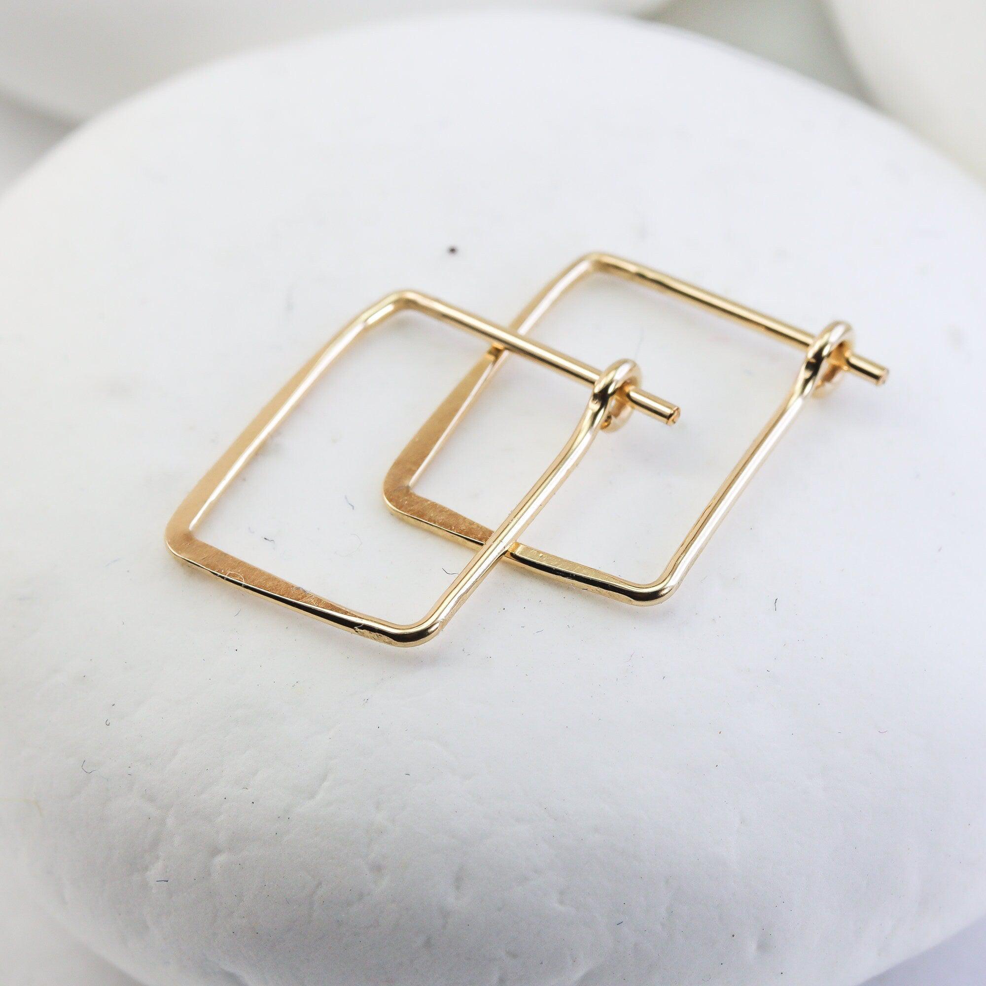 Mini Huggie Rectangle Hoops