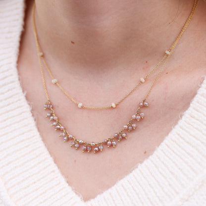 Peach Moonstone Bib Necklace