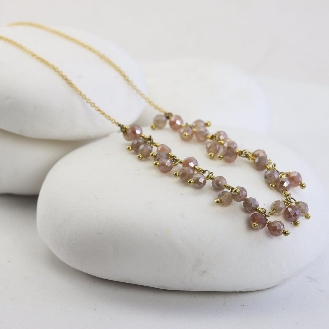 Peach Moonstone Bib Necklace