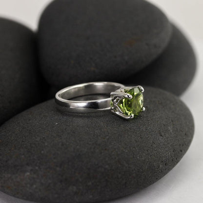 Peridot Gemstone Ring in Silver