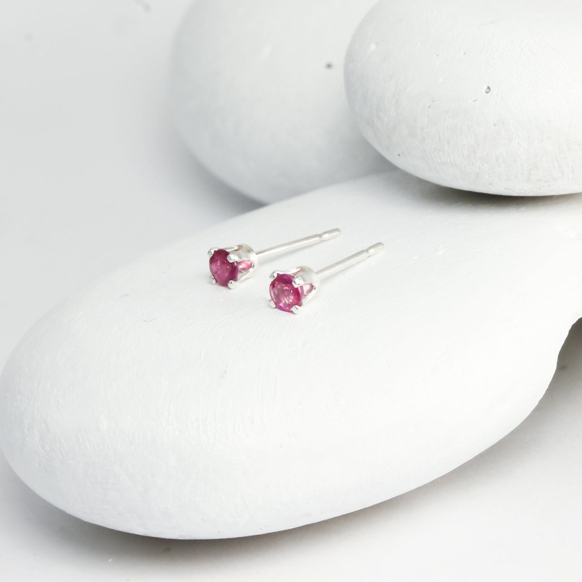 Pink Sapphire Mini Studs