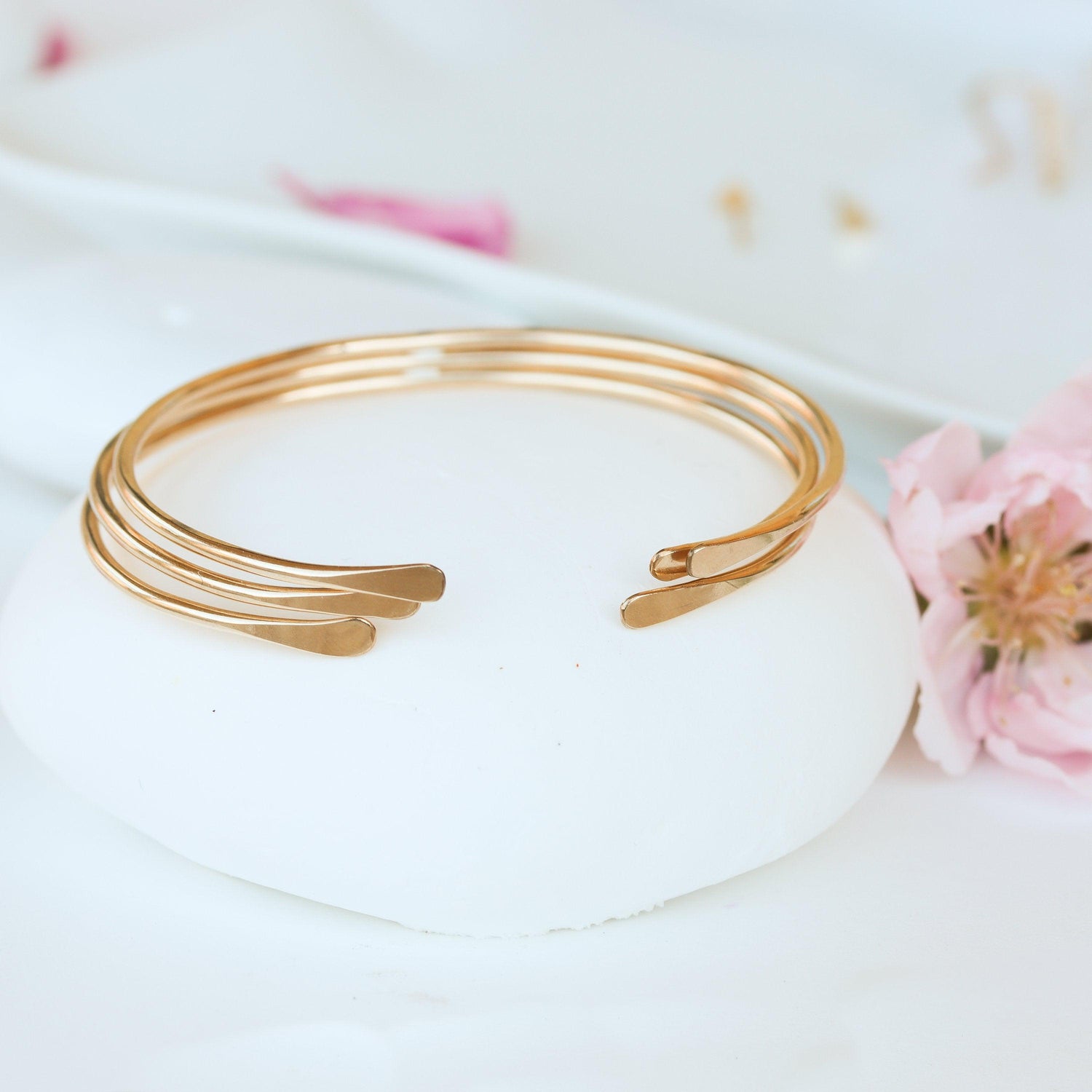 Smooth Thin 14K Gold Cuff Bracelet