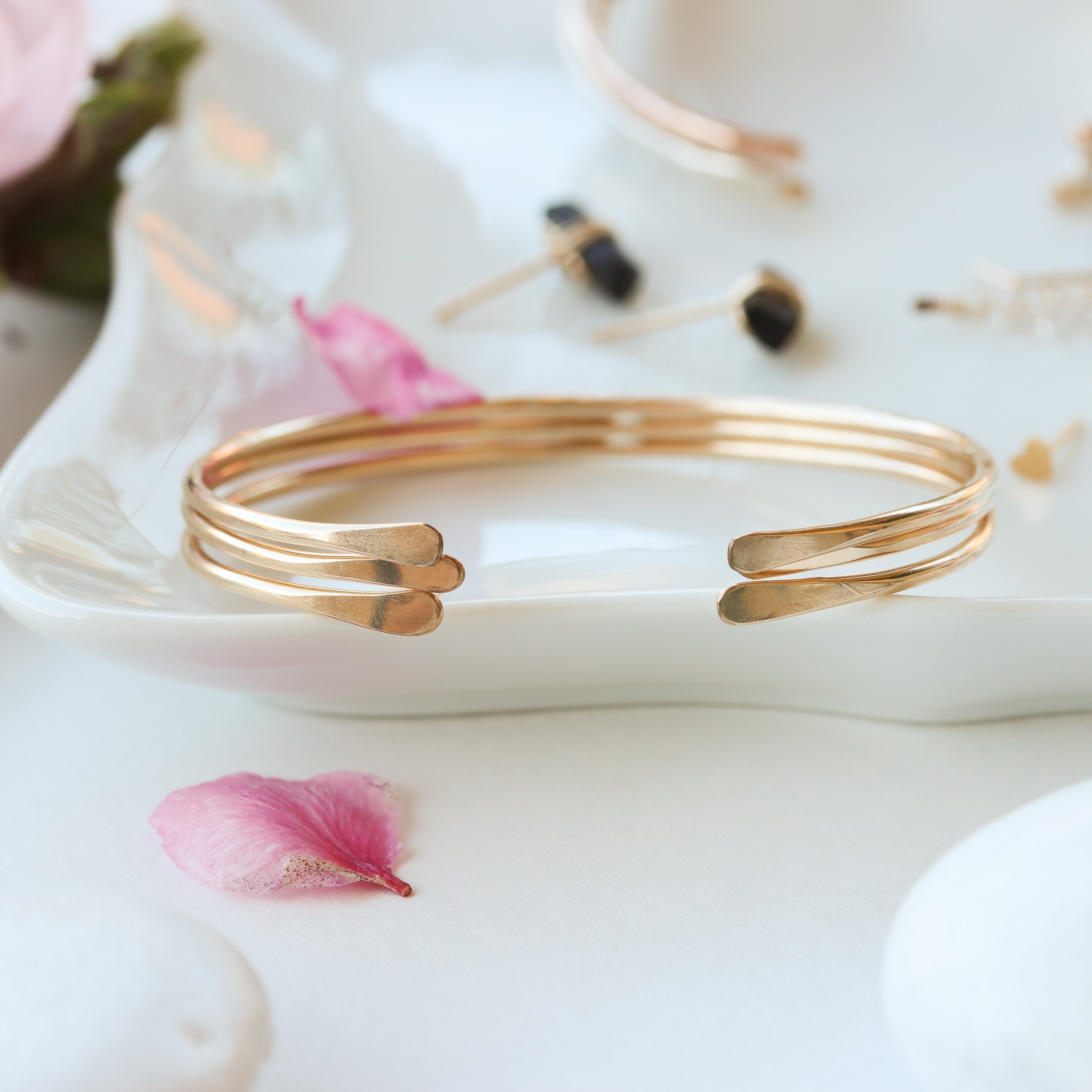 Smooth Thin 14K Gold Cuff Bracelet