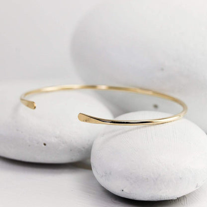 Smooth Thin 14K Gold Cuff Bracelet