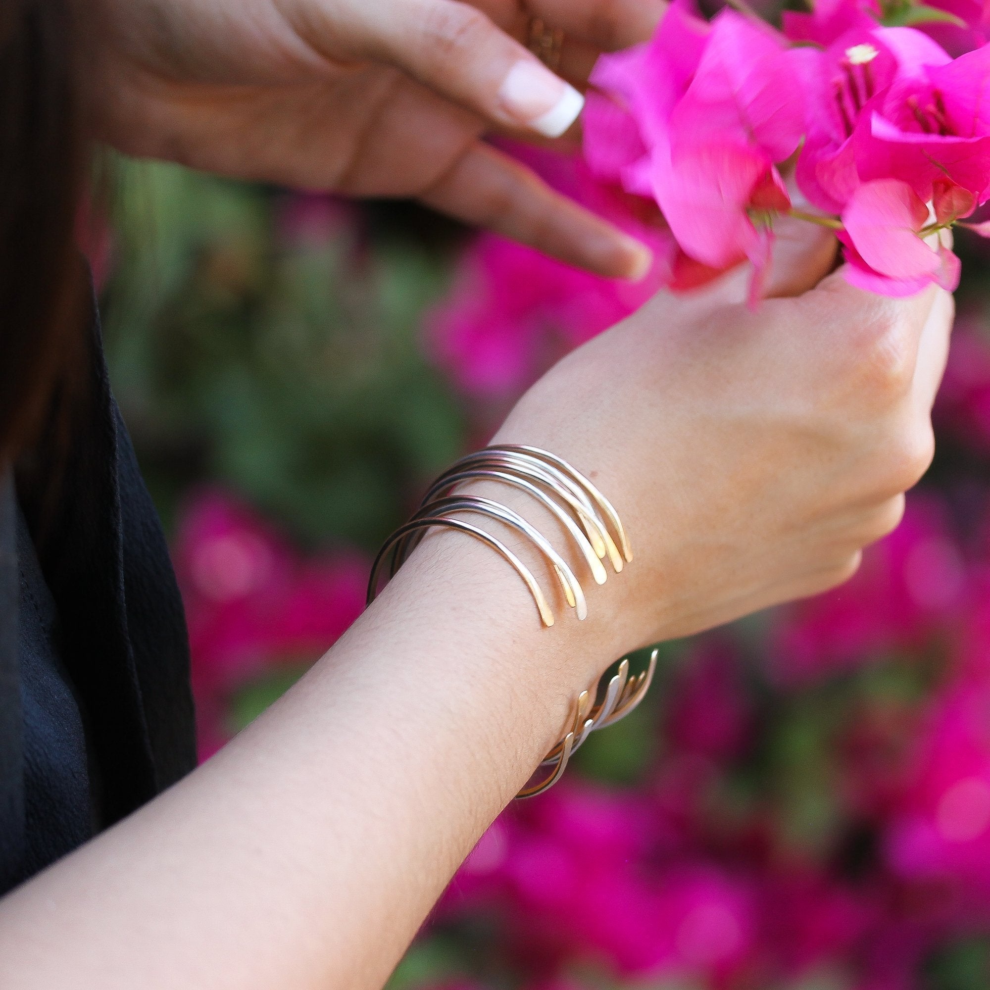 Smooth Thin 14K Rose Gold Cuff Bracelet