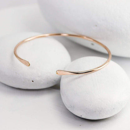 Smooth Thin 14K Rose Gold Cuff Bracelet