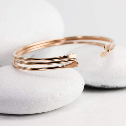 Smooth Thin 14K Rose Gold Cuff Bracelet