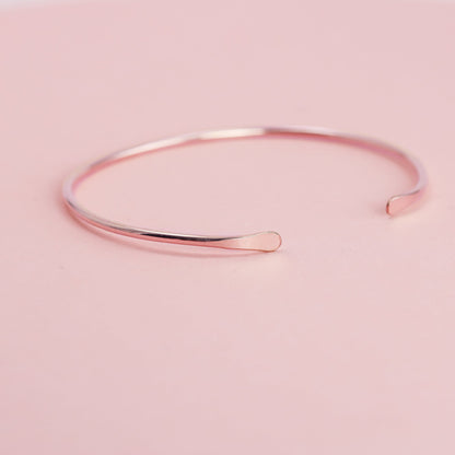 Smooth Thin 14K Rose Gold Cuff Bracelet