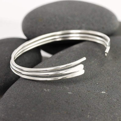 Smooth Thin 14K White Gold Cuff Bracelet