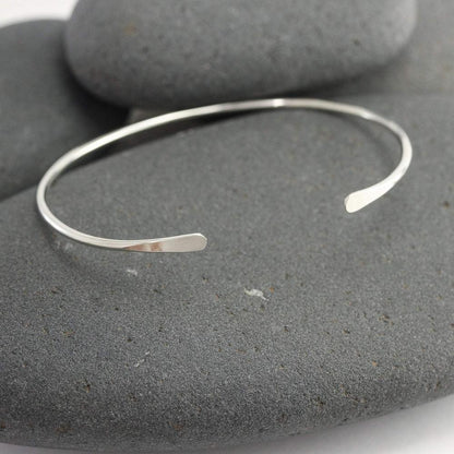 Smooth Thin 14K White Gold Cuff Bracelet