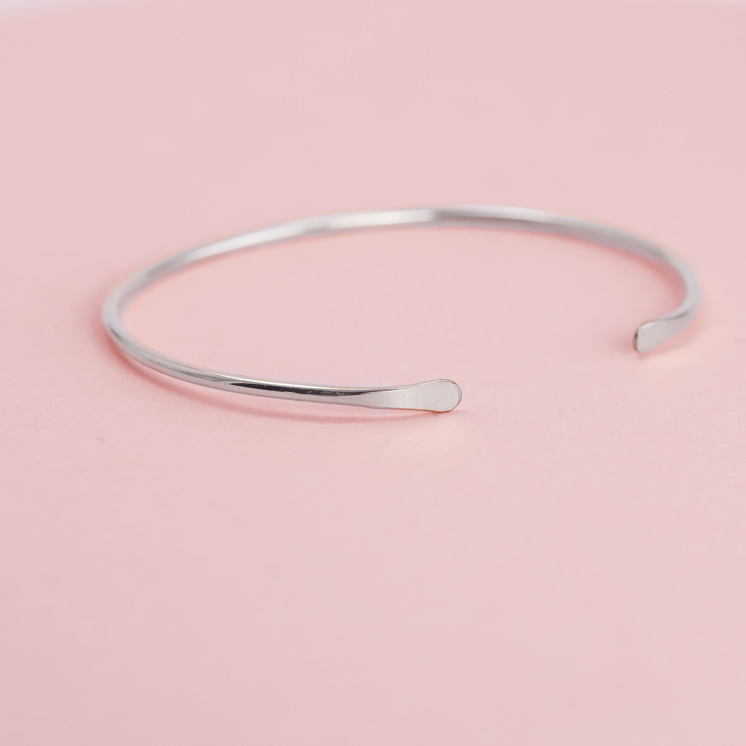 Smooth Thin 14K White Gold Cuff Bracelet