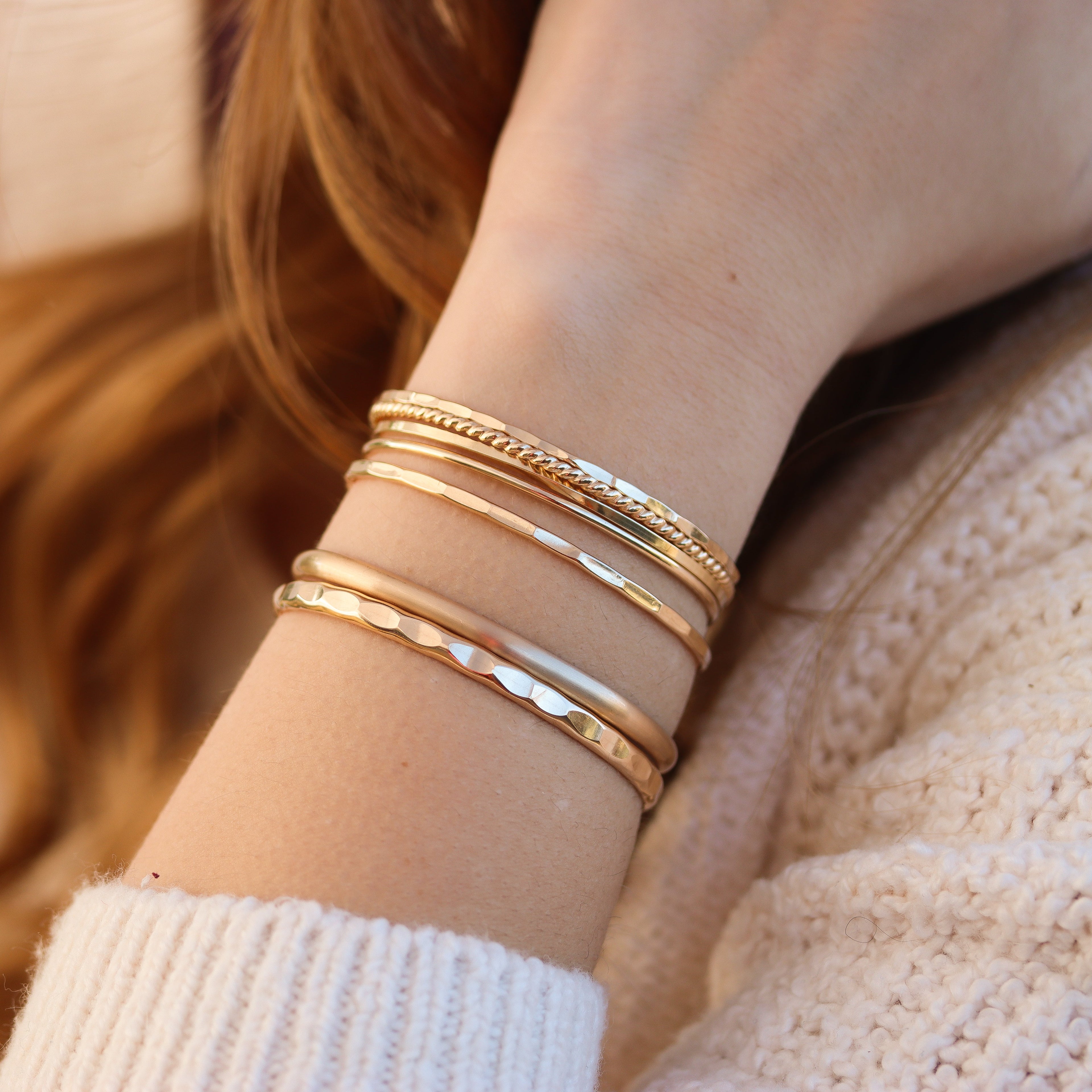 Smooth Thin Gold Cuff Bracelet