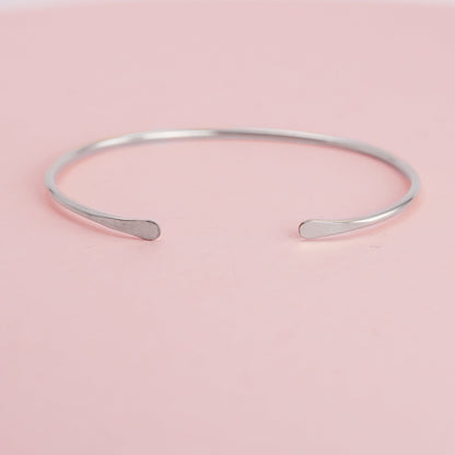 Smooth Thin Silver Cuff Bracelet