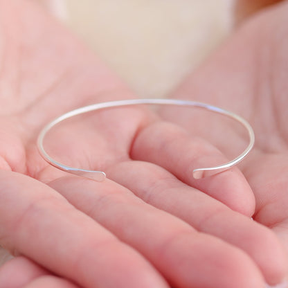 Smooth Thin Silver Cuff Bracelet