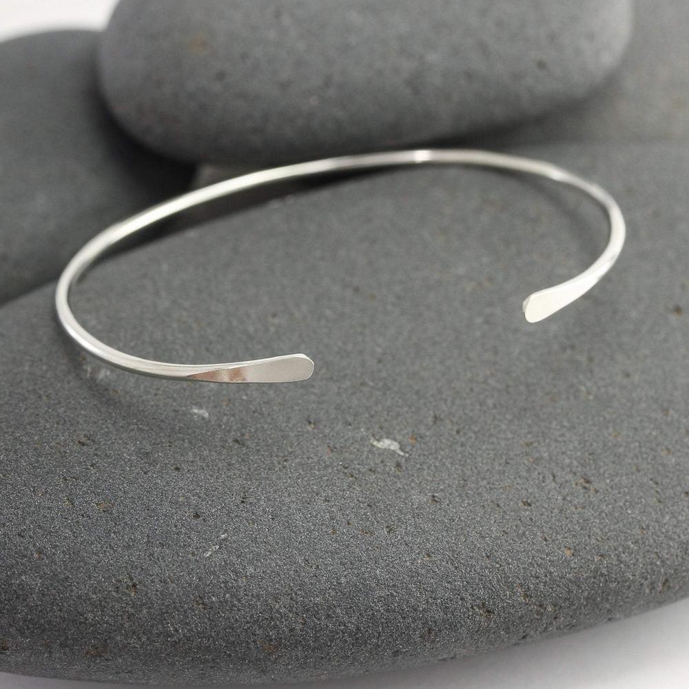 Smooth Thin Silver Cuff Bracelet