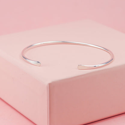 Smooth Thin Silver Cuff Bracelet